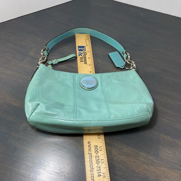 Coach Madison Turquoise Patent Leather Wristlet / Small Shoulder Bag - Picture 5 of 12